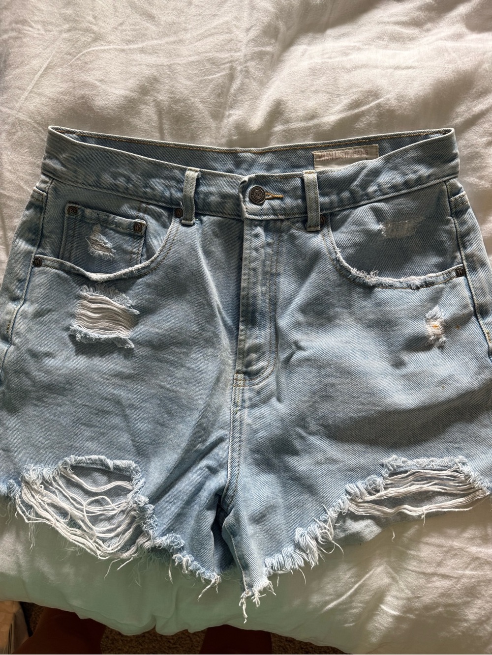 Wishlist Light Blue Distressed Denim Shorts - Women